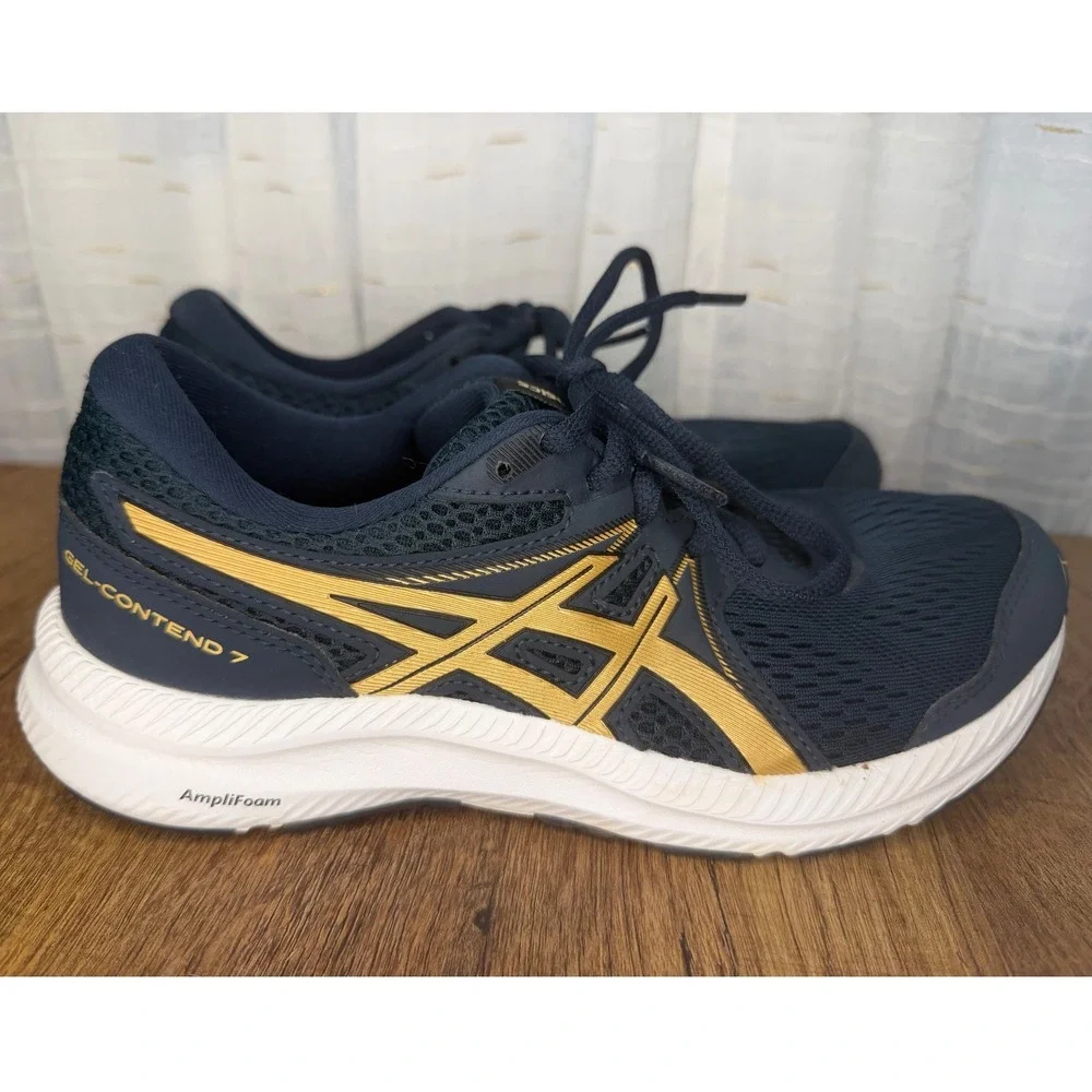 ASICS Gel Contend 7 Navy Gold Running Shoes Athletic Sneakers Women's‎ 7